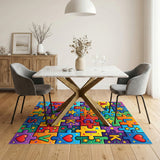 Kids Cartoon Colorful Puzzle Alphabet Area Rug