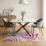 Swirling Pink Grey Abstract Area Rug