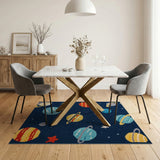 Kids Space Planets Cartoon Area Rug