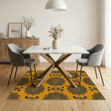 Orange Geometric Sunburst Area Rug