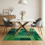 Vibrant Green Geometric Block Area Rug