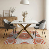 Bold Orange Sunburst Geometric Area Rug