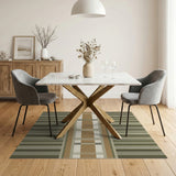 Olive Tan Striped Geometric Area Rug