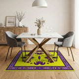 Purple Scorpion Lobster Motif Yellow Area Rug