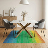 Rainbow Gradient Striped Area Rug