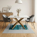 Blue and Teal Teal Blue Horizontal Stripe Area Rug