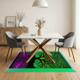Fractal Tree of Life Area Rug - Neon Green Pink