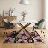 Vintage Pink Anemone Floral Area Rug