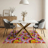 Playful Cartoon Duck-Cat Garland Area Rug