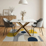 ODIKA Modern Abstract Geometric Washable Rug - Low Pile Non-Slip Area Rug