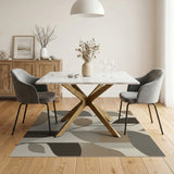 Geometric Leaf Abstract Area Rug Beige Neutral