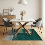 Emerald Green Distressed Abstract Block Rug