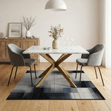 Halftone Geometric Black White Area Rug