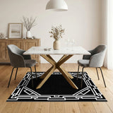 Black and White Border Black White Geometric Border Area Rug