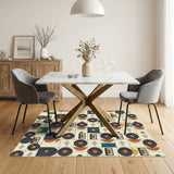 Geometric Modern Multi-color and Patterns Retro Vinyl Record Geometric Area Rug