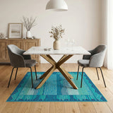 Coastal Beach Blue and Teal Teal Ocean Waves Coastal Area Rug
