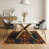 Orange Tribal Sunburst Area Rug