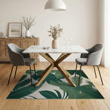 Lush Green Palm Frond Coastal Beach Area Rug