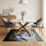 Howling Wolf Full Moon Mountains Grey Rug