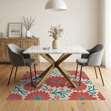 Vibrant Red Gerbera Daisy Floral Area Rug