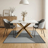 Grey Geometric Staircase Illusion Rug