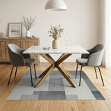 Black White Geometric Grid No. 22 Area Rug