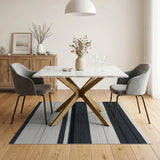Woven Geometric Modern Bold Black White Striped Woven Area Rug