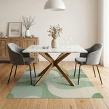 Abstract Green Wave Geometric Area Rug