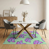 Cute Purple Cartoon Cat Faces Area Rug
