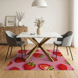 Fruit Pattern Strawberry Pink Fruit Pattern Area Rug