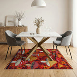 Multi-color and Patterns Whimsical Mushroom Forage Area Rug