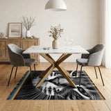 Black and White Cat Rainbow Area Rug