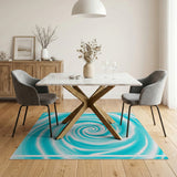 Mesmerizing Teal Spiral Vortex Area Rug