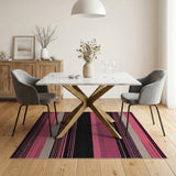 Bold Pink Black Striped Boho Area Rug