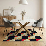Bold Geometric Black Red Orange Area Rug