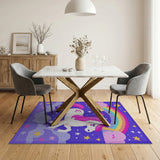 Magical Unicorn Rainbow Kids Multi-color and Patterns Area Rug