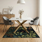 Vibrant Orange Butterflies Lush Green Foliage Rug