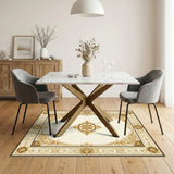 Gold Floral Medallion Vintage Area Rug
