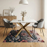 Blush Pink Cosmos Flowers Hearts Floral Rug