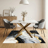 Black and Gold Marble Abstract Area Rug