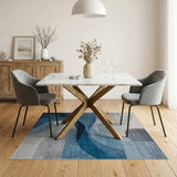 Geometric Modern Modern Blue Wave Abstract Area Rug