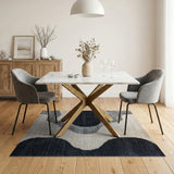 Abstract Organic Black Grey Area Rug