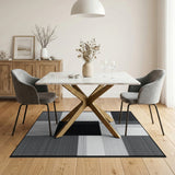 Black and White Geometric Modern Black White Geometric Abstract Area Rug
