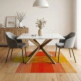 Vibrant Orange-Yellow Striped Geometric Rug
