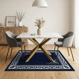 Navy Blue Heritage Tribal Border Area Rug
