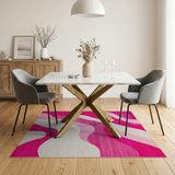 ODIKA Pink Wavy Abstract Washable Rug - Low Pile, Non-Slip, Pet & Kid Friendly Area Rug
