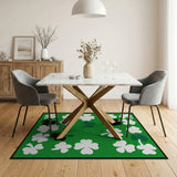 Green Kids Cartoon Lucky Shamrock Green Area Rug