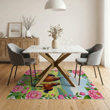 Pink Peony Framed Chestnut Horses Meadow Rug