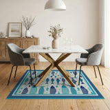 Teal Fish Coastal Area Rug