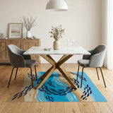 Swirling Black Fish Coastal Beach Rug